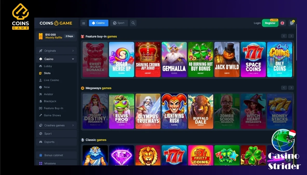 Játékok kínálata Coins Game Kaszinó