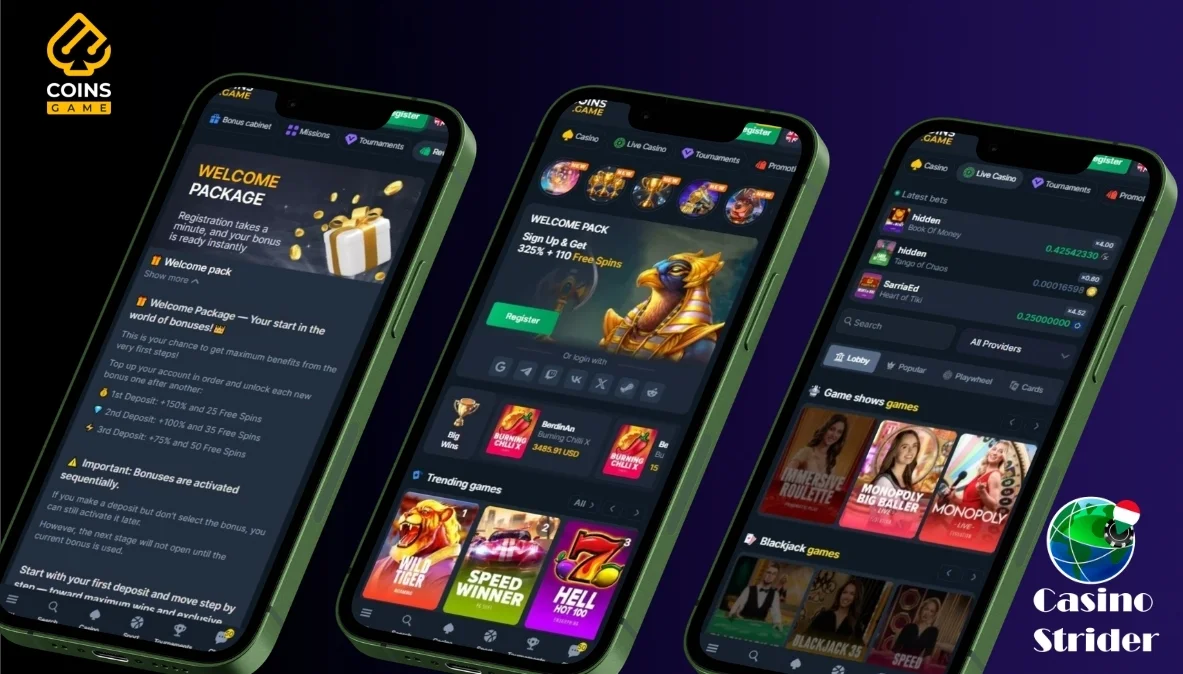 Mobil élmény Coins Game Kaszinó