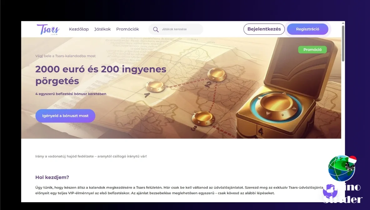 Tsars Casino Üdvözlő csomag bontása