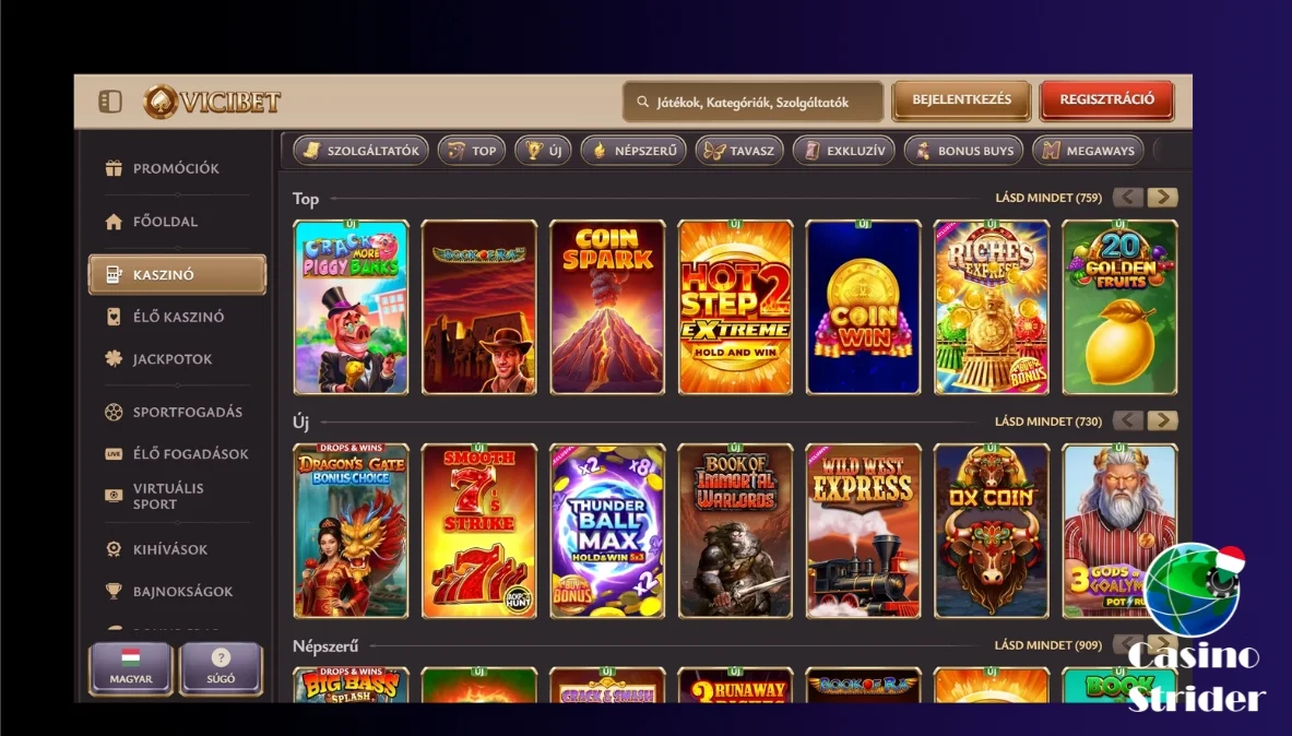 Vicibet játékok kínálata