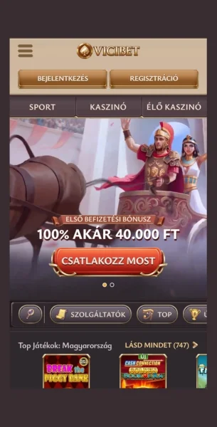 Kattints a Vicibet Regisztráció gombra