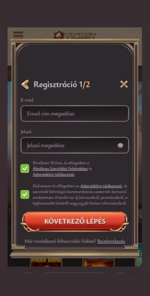 Vicibet regisztráció 1/2 – Alapadatok