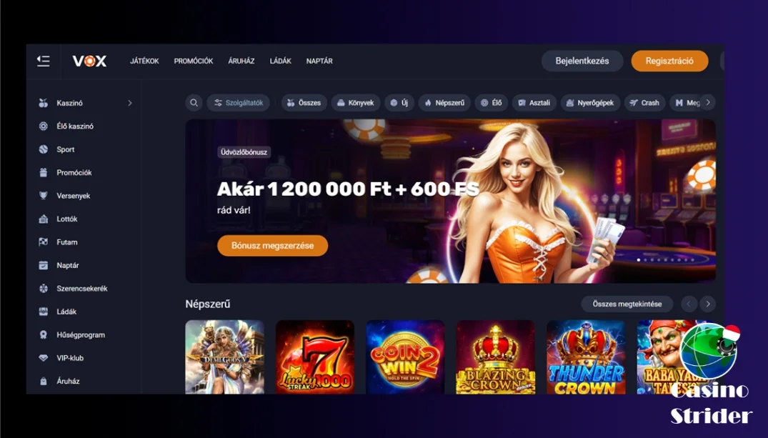 VOX Casino – Ládás rendszer és belső jutalombolt