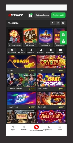 A weboldal megnyitása 888Starz casino