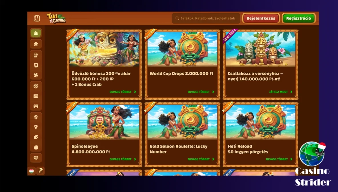 Tiki Casino bónuszok és promóciók