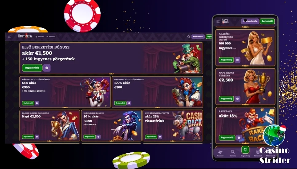 Happyjokers bónuszok és akciók