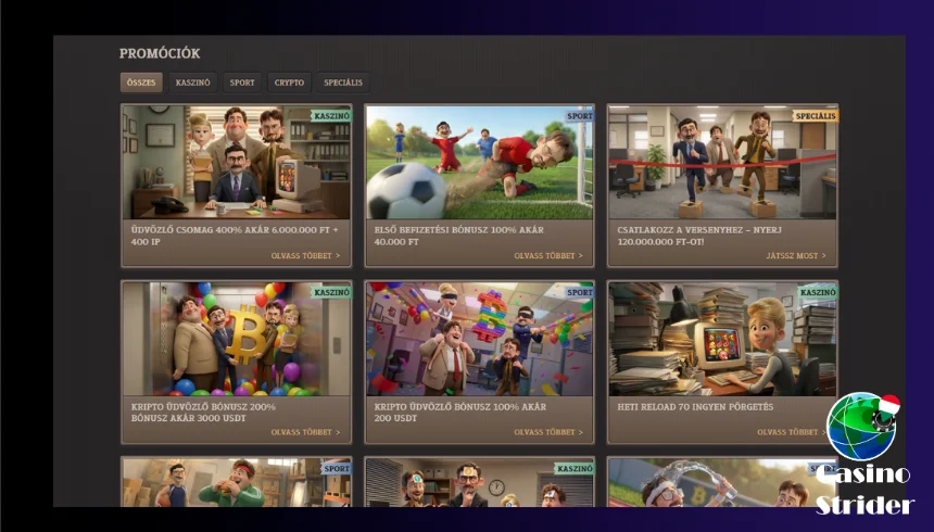 Spinboss online casino üdvözlő bónusza